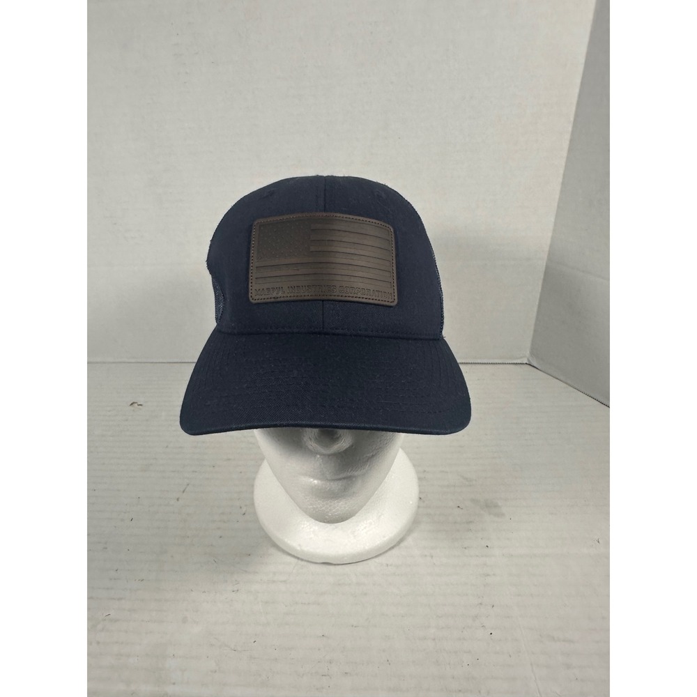 Magpul Industries Navy Blue Trucker Hat American Flag Leather Patch Snapback Cap
